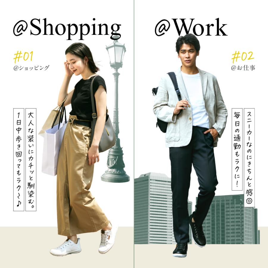 スニーカー メンズ レディース 整体師監修 足裏アーチ 履きやすい 軽量 防水 滑りにくい RAKUNA ラクナ 整体スニーカー2 レザー調タイプ 爆買の画像