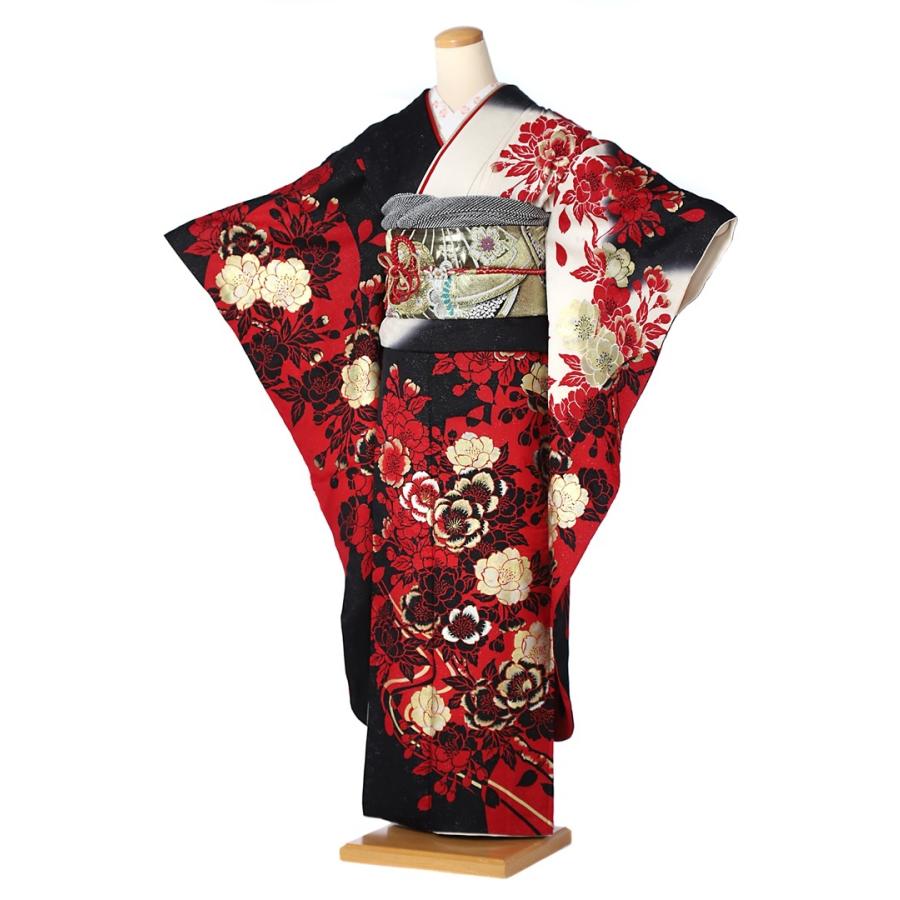 振袖レンタルフルセット 2月 12月上旬 8ac173 レンタル振袖 着物 結婚式 結納 卒業式 白地 白 黒 赤 金彩牡丹桜 着物 153ｃｍ 175ｃｍ位まで 8ac0173 宅配レンタル衣裳アイビス 通販 Yahoo ショッピング