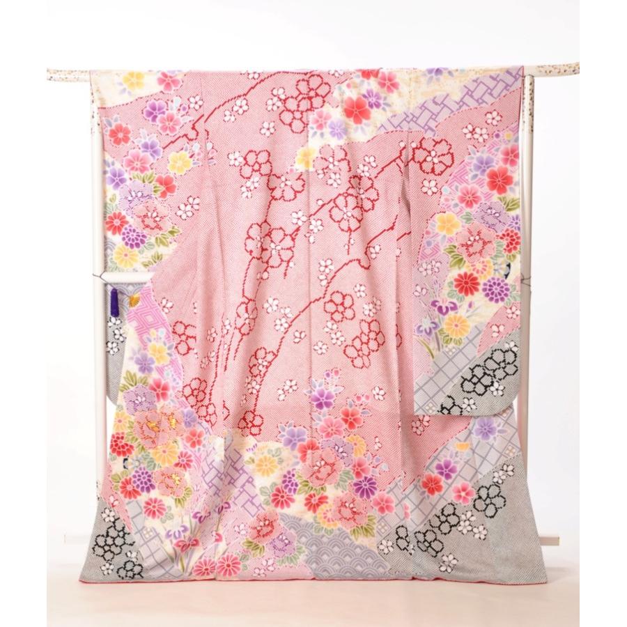 振り袖オーダーフルセット 振袖 レンタル フルセット 紅型 ブルー 青 トールサイズ 適応