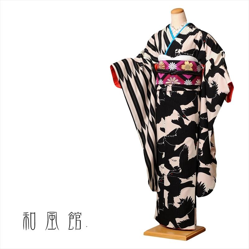 和風館 振袖レンタルフルセット 2月 12月上旬 8acb21 レトロ 卒業式 イベント コンテスト 着物レンタル アンティーク 半身分 矢絣 八咫烏 150cm 168cm 8acb021 宅配レンタル衣裳アイビス 通販 Yahoo ショッピング
