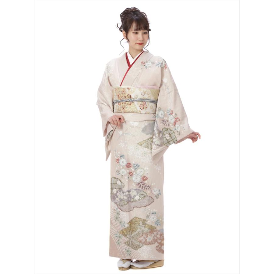 ピンクベージュに辻ヶ花の訪問着 着物- ピンクベージュに辻ヶ花の訪問着 着物-