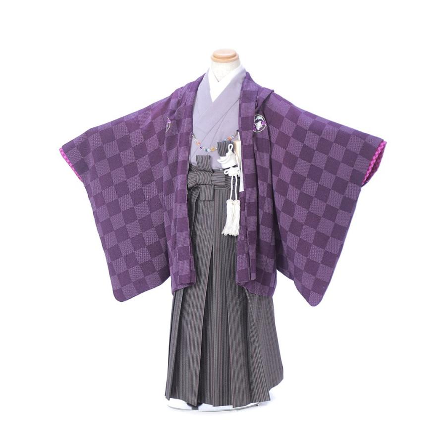 豪華刺繍入り紫×シルバー♡七五三5歳男の子セット一式鷹