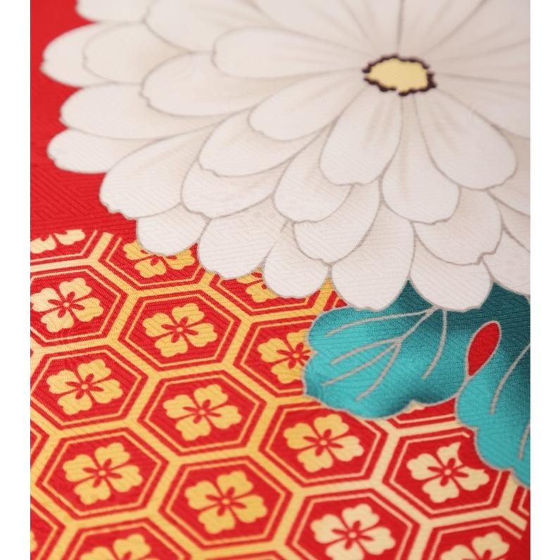 七五三3歳女の子フルセット アンティーク オレンジ色被布 総柄 華やか SOUBIEN 七五三 着物 3歳 レトロ レンタル 女の子 被布 フル