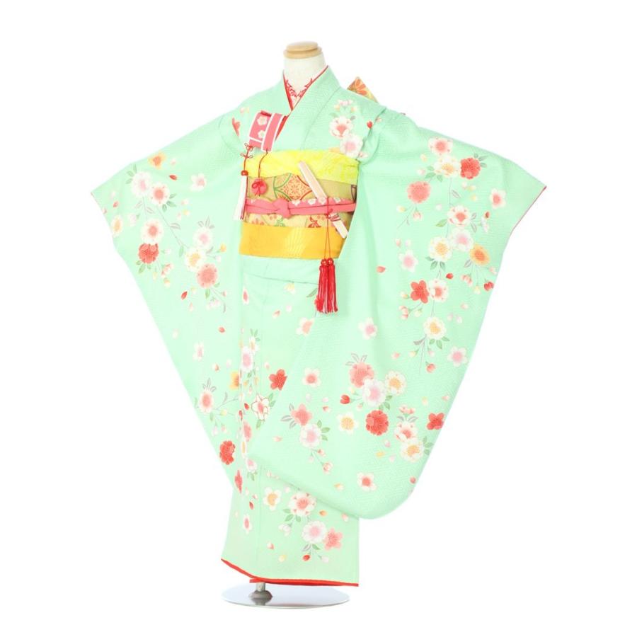 七五三レンタル高級正絹 七歳女児七五三AP7124 七五三着物 女の子七五三 レンタル七五三 753レンタル 緑 七五三　着物レンタル ７歳 七歳 7歳女の子