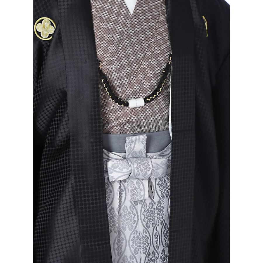 袴 小学生 男 ジュニア用紋付袴セットレンタル8AQM18 花わらべ 紋付