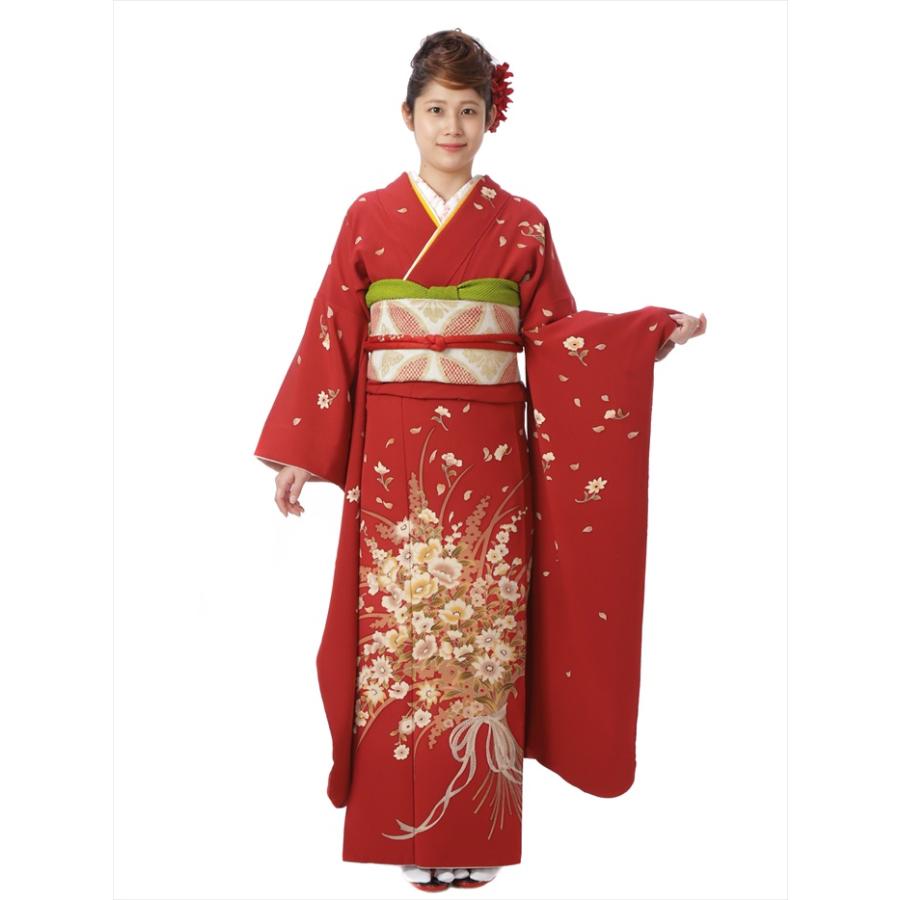 成人式 振袖レンタルフルセット8SAC-545 こむさでも〜ど レトロ振袖  振袖レンタル ふりそで レンタル 成人式 １月 フリソデ 振り袖 赤地 花束 爆買