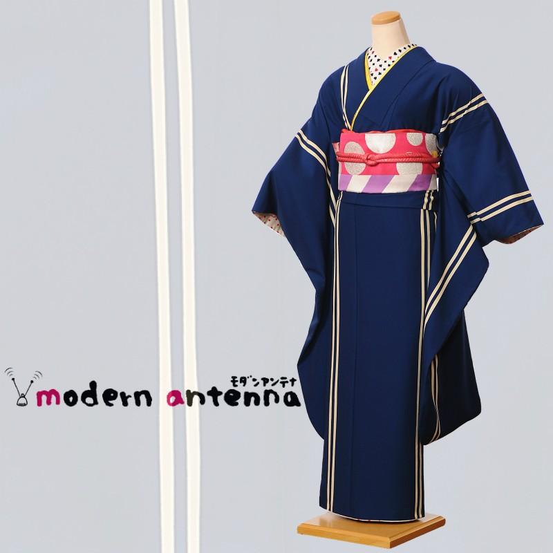 modern-antenna 振袖レンタルフルセット8SACB-72 成人式 1月 一月 結婚式 振袖レンタル フリソデ 振り袖 着物レンタル ジャージライン 目立つ 紺 150cm〜168cm