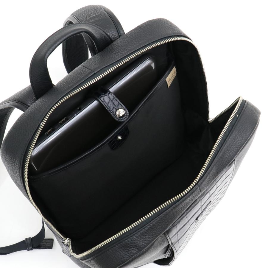【イビサ公式】リュック 多機能 A4 PC パソコン ワニ 型押 本革 レザー ハンドメイド ギフト プレゼント ビジネス 日本製の画像