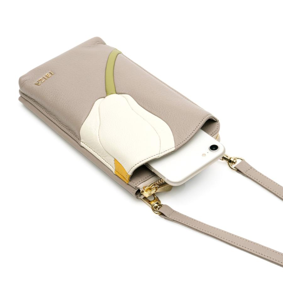 【イビサ公式】スマホショルダー 人気 本革 レザー ショルダー 斜めがけ 紐 花 ハンドメイド ギフト プレゼント レディース 誕生日 日本製の画像