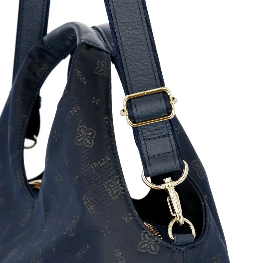 【イビサ公式】ハンド バッグ モノグラム ナイロン 軽量 使いやすい 本革 レザー ショルダー 斜めがけ 紐 ハンドメイド レディース ギフト ゴールド金具の画像