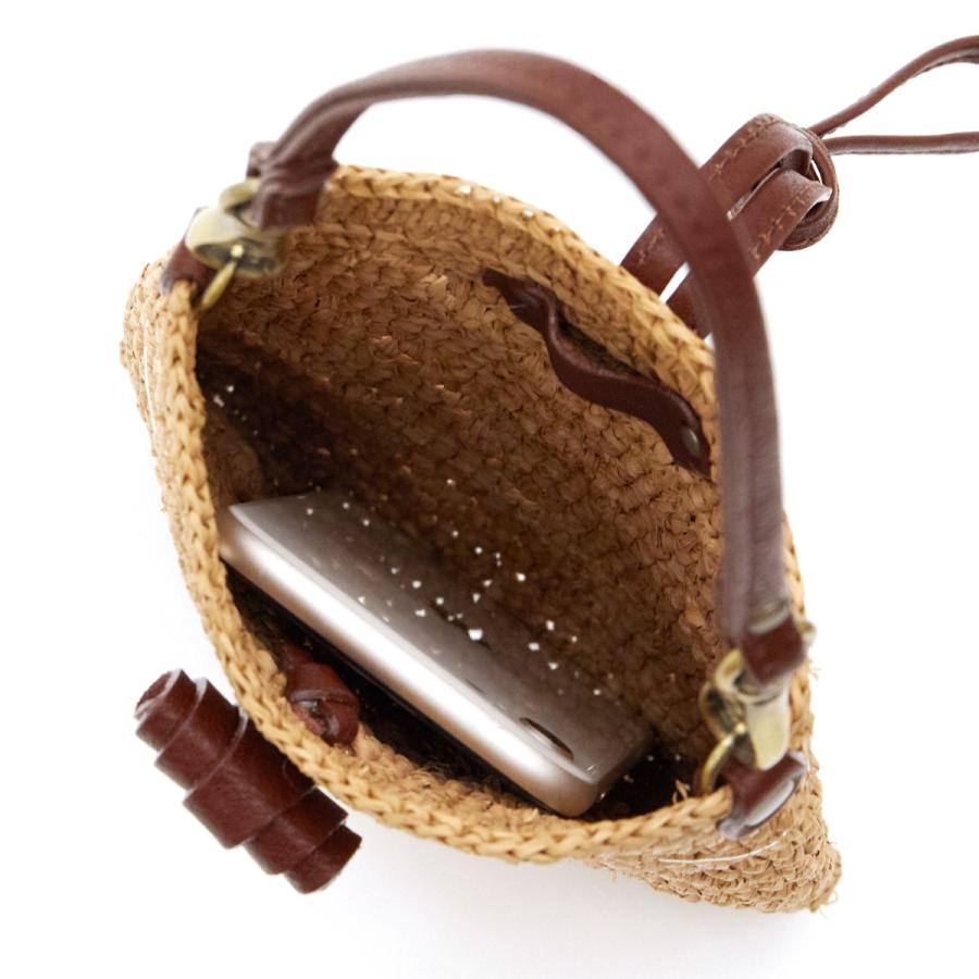 イビサ公式 ラフィアバッグ スマホショルダー ポシェット ミニ