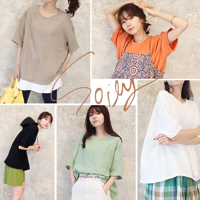 トップス レディース 半袖 綿100％ ガーゼコットン チュニック Tシャツ 