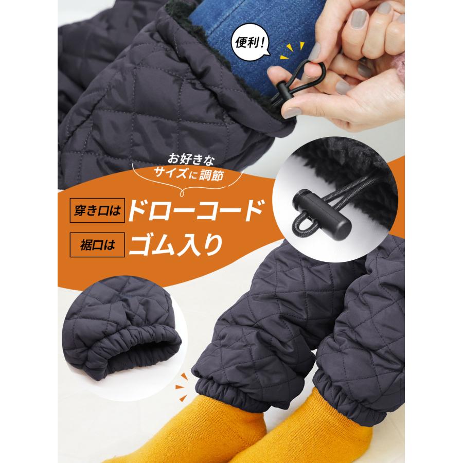 再お値下げ、ルーブルドウのブラックキルティングレッグウォーマー iLeg（アイレッグ） レッグウォーマー 裏ボア ミディアム丈 調節ゴム