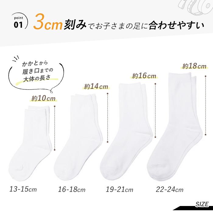 スクールソックス クルーソックス 2足セット 靴下 ソックス 白 日本製