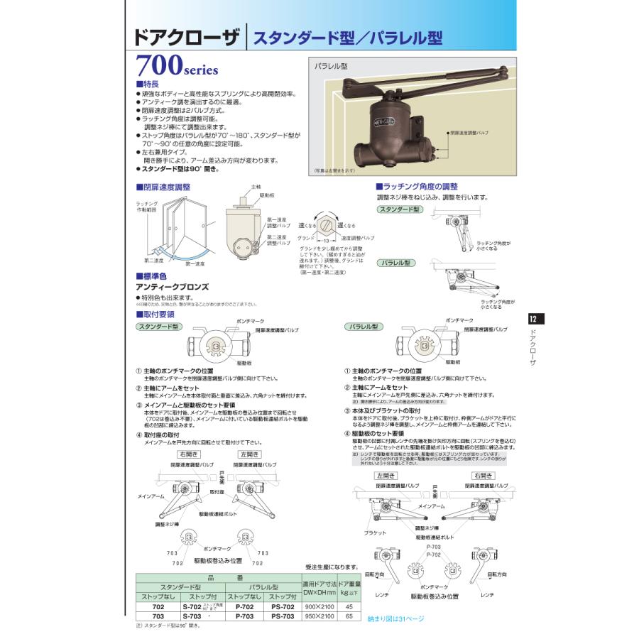 NewStar ニュースター ドアクローザー PS-702 【ストップ付き, パラレル型, 700シリーズ, NEWSTAR, ドアチェック ...
