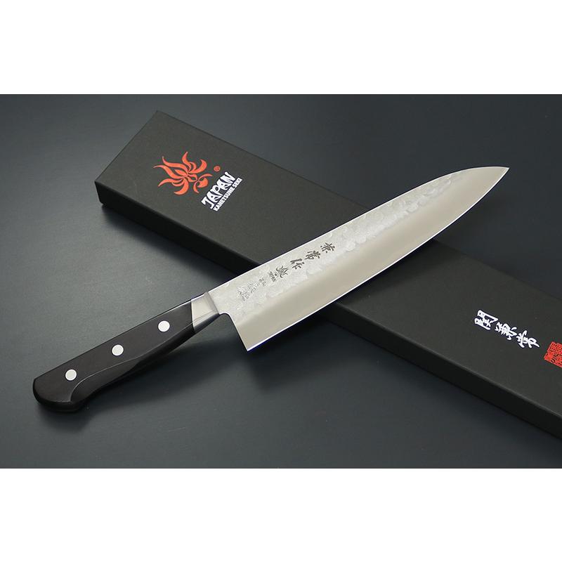 KC-922 関兼常作 青鋼 梨地口金付 黒合板柄 牛刀 200mm