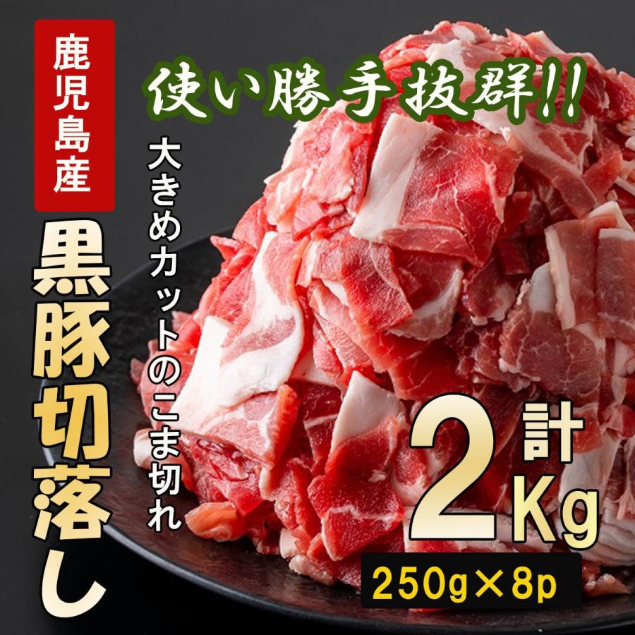 肉 豚肉 黒豚 切り落し こま切れ ウデ肉 2kg 250g×8 小分け 鹿児島｜ibusukiya