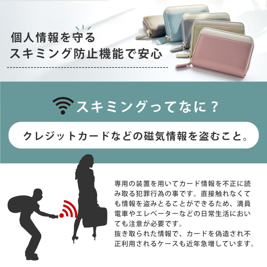 小銭入れ付き カードケース じゃばら式 レディース 大容量 BOX型コインケース付き PUレザー バイカラー カードケース スキミング防止 磁気防止  クレジットカード