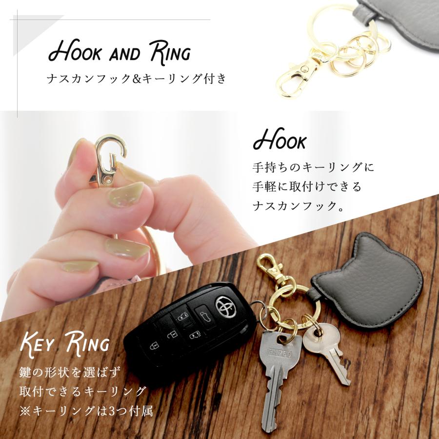 本革 猫型 キーホルダー ぷくちゃむ 正規品 ぷっくり かわいい