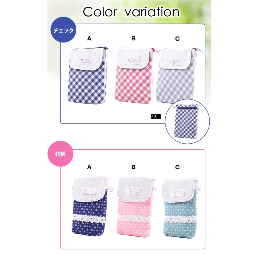 スマホポーチ スマホケース 全6種 花柄 チェック柄 縦向き ショルダーポーチ ケース iPhone/Xperiaシリーズ iPhone6S Plus/Xperia Z3 compact/Z4/Z5/Nexus5対応 |  | 02