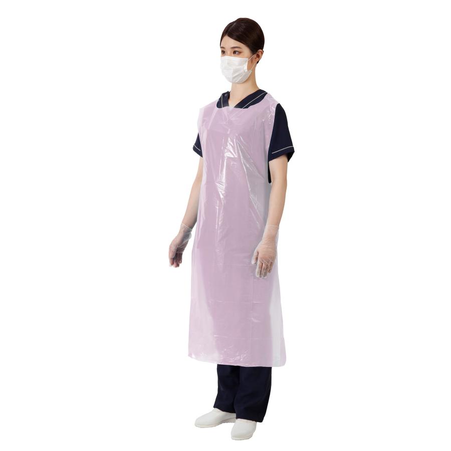 （ケース販売）ビニールエプロンP 50枚入×20箱 ／ピンク（竹虎）076357 袖なし使い捨てエプロン 竹虎 （ケース販売）ビニールエプロンP 50枚入×20箱 ／ピンク（竹虎