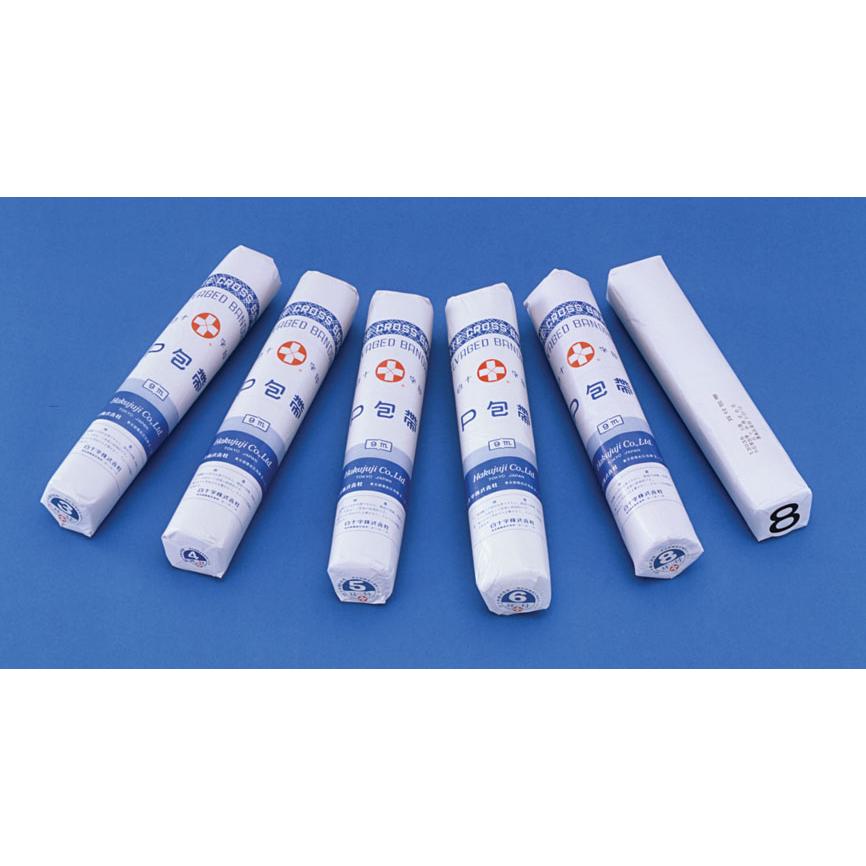 白十字 （3セット）P反巻 4裂 7cm幅×9m×4巻×3セット／耳付ホータイ（白