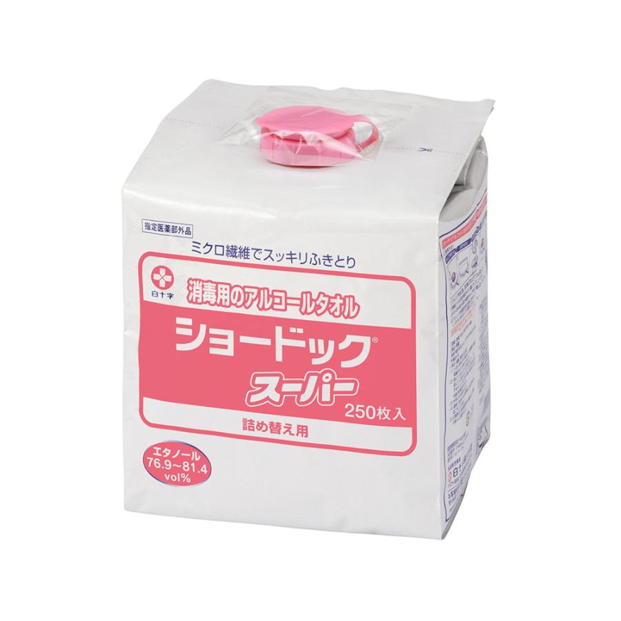 消毒液 新品 クリーンスペースα（原料：パナセア）詰替用20L１箱〈20L×１本入〉 白十字 （ケース販売）ショードックスーパー／詰替用 250枚入×6袋（白
