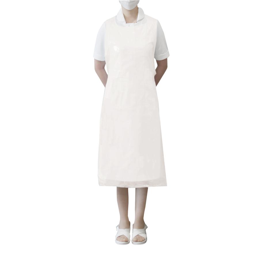 （ケース販売）PEエプロン優ロング 50枚入×40箱／ホワイト（ファーストレイト）FR-6721 袖なし使い捨てエプロン ファーストレイト （ケース販売）PEエプロン優ロング 50枚入×40箱