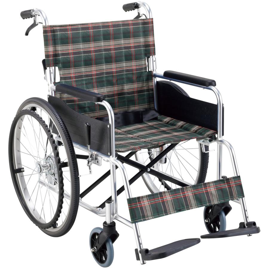 マキテック 自走式車いすワイドタイプ KS50M 座面幅46cm／グリーン