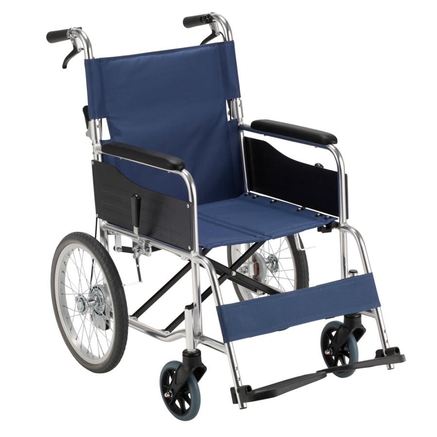 マキテック KC-3LG 介助式車椅子 説明書付 マキテック エコノミーシリーズ RW-30SB 座面幅42cm／紺ポリエステル