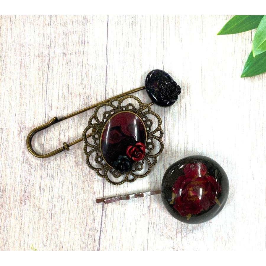 完売 レジンアクセサリー ゴシック調3点セット ブローチ ヘアピン K Accessory K Smiley Drops 通販 Yahoo ショッピング