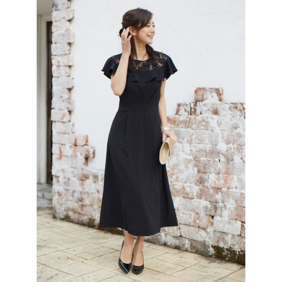 レース フリル使い オールインワンワンピース ワンピース パーティー