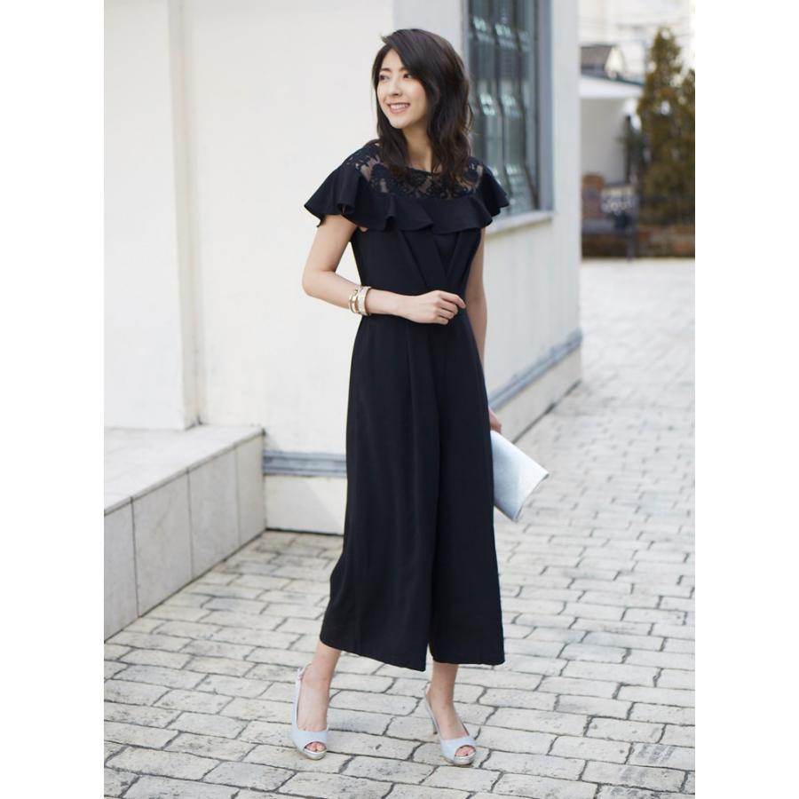 レース フリル使い オールインワンワンピース ワンピース パーティー