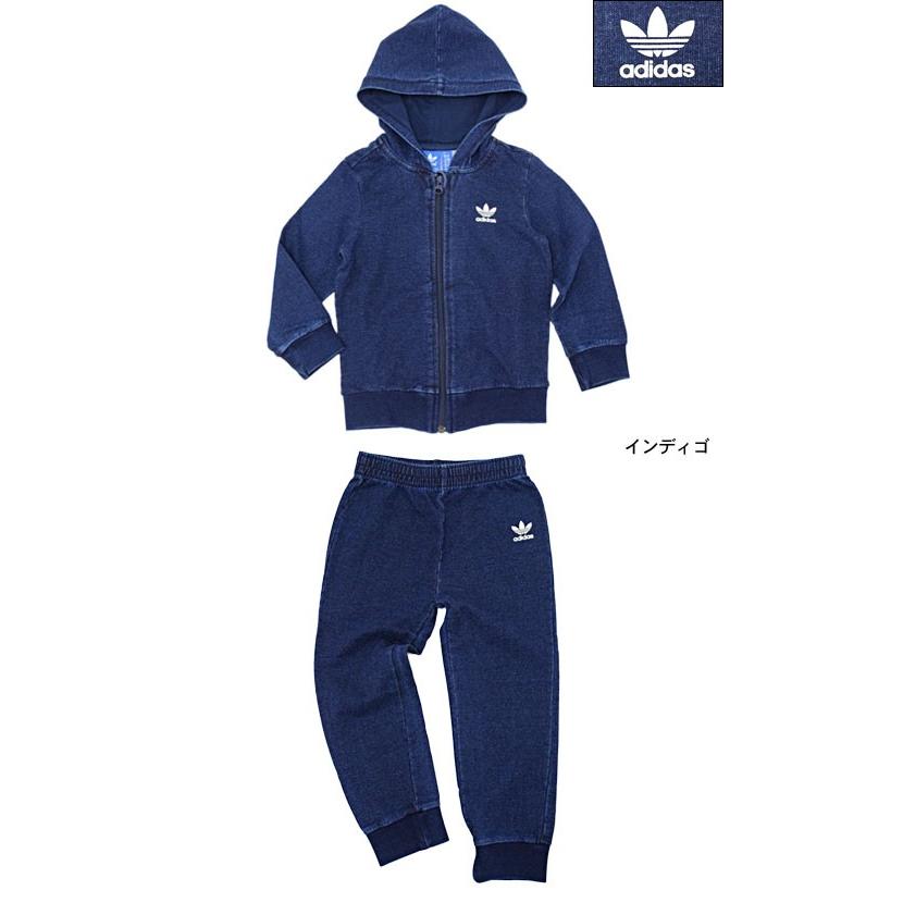 アディダス adidas セットアップ キッズ ザ フーデッド フロック ジーンズ トラック スーツ ジャケット アンド パンツ オリジナルス(AJ0243)｜icefield｜02