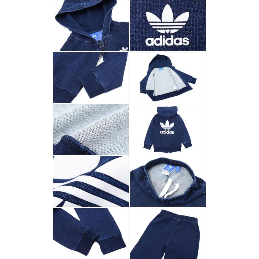 アディダス adidas セットアップ キッズ ザ フーデッド フロック ジーンズ トラック スーツ ジャケット アンド パンツ オリジナルス(AJ0243)｜icefield｜03