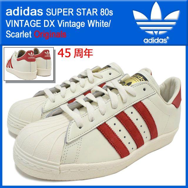 アディダス adidas スニーカー スーパースター 80s ビンテージ DX Vintage White/Scarlet オリジナルス メンズ(男性用) (45周年 B35982)｜icefield