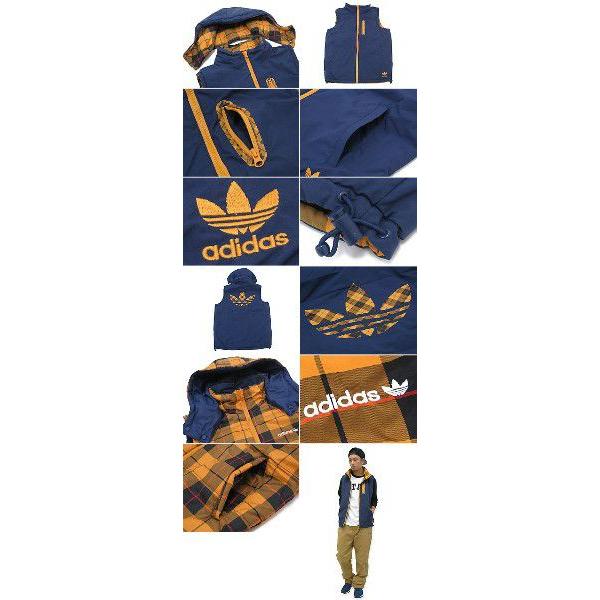 アディダス adidas パテッド リバーシブル ベスト ネイビー/イエローチェック オリジナルス(Padded Reversible Vest Originals メンズ F41854)｜icefield｜03