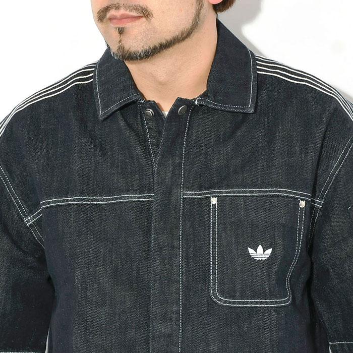 adidas originals Denim アディダス デニム シャツ Clothing - ORIGINALS DENIM SHORT SLEEVE WORK SHIRT - Blue | adidas