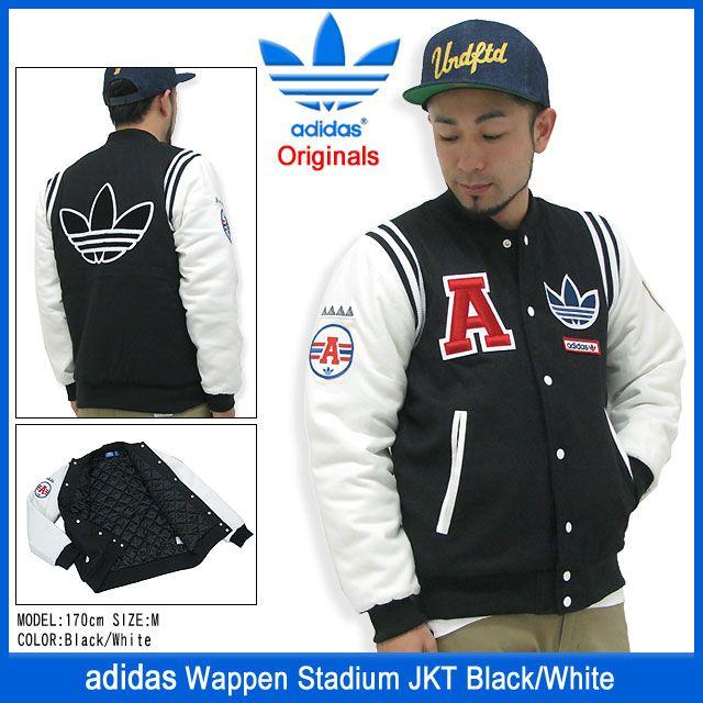 アディダス adidas ワッペン スタジアム ジャケット ブラック/ホワイト オリジナルス(Wappen Stadium JKT Originals メンズ 男性用 M33846)｜icefield