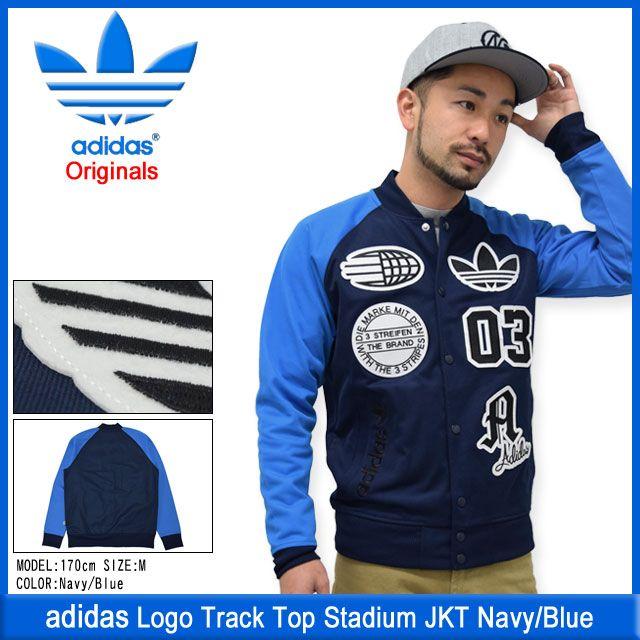 アディダス adidas ロゴ トラック トップ スタジアム ジャケット ネイビー/ブルー オリジナルス(Track Stadium JKT メンズ 男性用 S27486)｜icefield