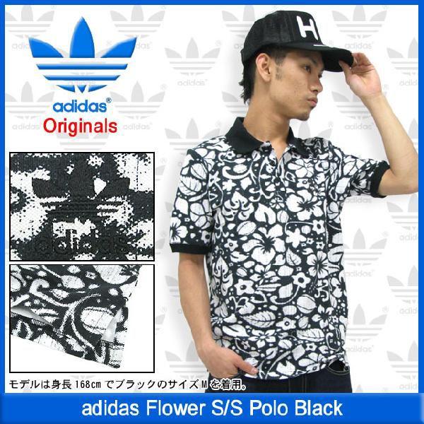 adidas Originals アディダス フラワー ポロシャツ 半袖 ブラック