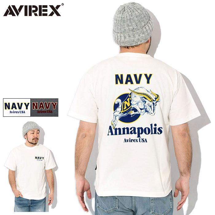 アビレックス(AVIREX) Tシャツ 半袖 メンズ MIL ACADEMY TEE USNA  ミル アカデミー ティー ユーエスエヌエー 7835134027 【ご自宅配送限定】‥ AVIREX（アヴィレックス） アビレックス Tシャツ 半袖 メンズ USNA MIL
