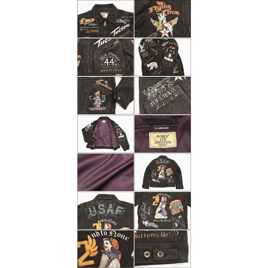 アビレックス ジャケット AVIREX メンズ ヒストリー グラフィック シープ スエード トラック (History Graphic Sheep Suede Track JKT 50周年記念 7835250013)の画像