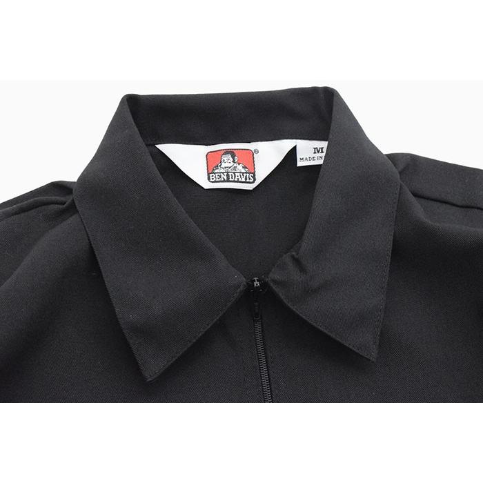USA製 BEN DAVIS ブラックデニム ハーフジッププルオーバー XL 黒 BEN DAVIS ベンデイビス シャツ 半袖 メンズ USA ハーフ ジップ