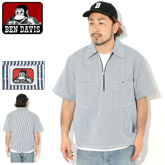 USA製 bendavis ベンデイビス ヒッコリーシャツハーフジップシャツ BEN DAVIS（ベンデイビス） シャツ 半袖 メンズ ヒッコリー ハーフ