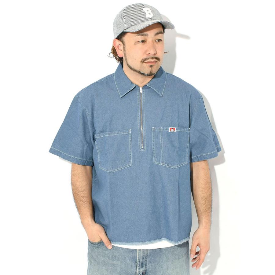 BEN DAVIS（ベンデイビス） シャツ 半袖 メンズ デニム ハーフ ジップ