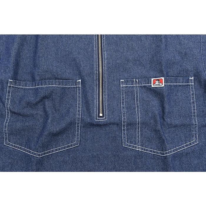 BEN DAVIS（ベンデイビス） シャツ 半袖 メンズ デニム ハーフ ジップ