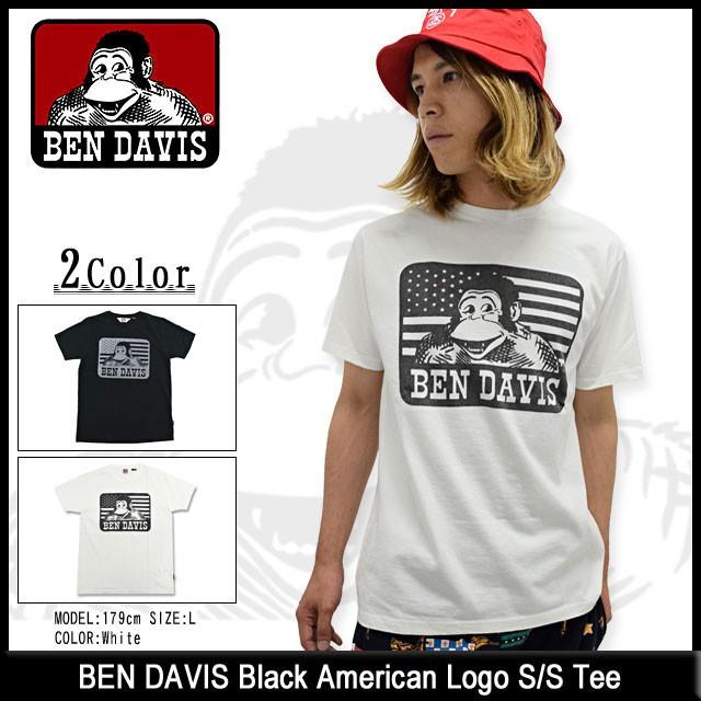 ベンデイビス BEN DAVIS Tシャツ 半袖 メンズ ブラック アメリカン ロゴ(FH-5580351 Black American Logo S/S Tee カットソー トップス)｜icefield