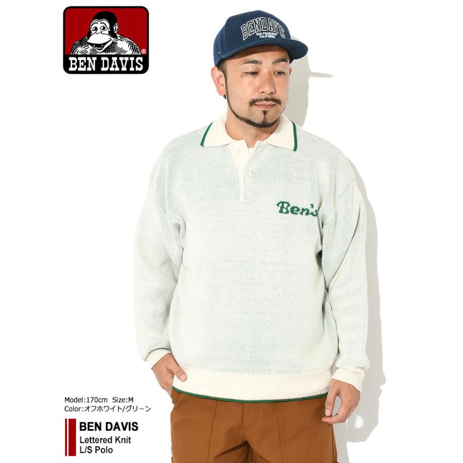 ベンデイビス ポロシャツ 長袖 BEN DAVIS メンズ レタード ニット ポロ(I-2780062 Lettered Knit L/S Polo ビッグシルエット オーバーサイズ)｜icefield｜02