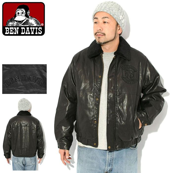 PEARLY GATES ブラックデニム×合皮ジャケット BEN DAVIS（ベンデイビス） ジャケット メンズ リムーバル ボア カラー